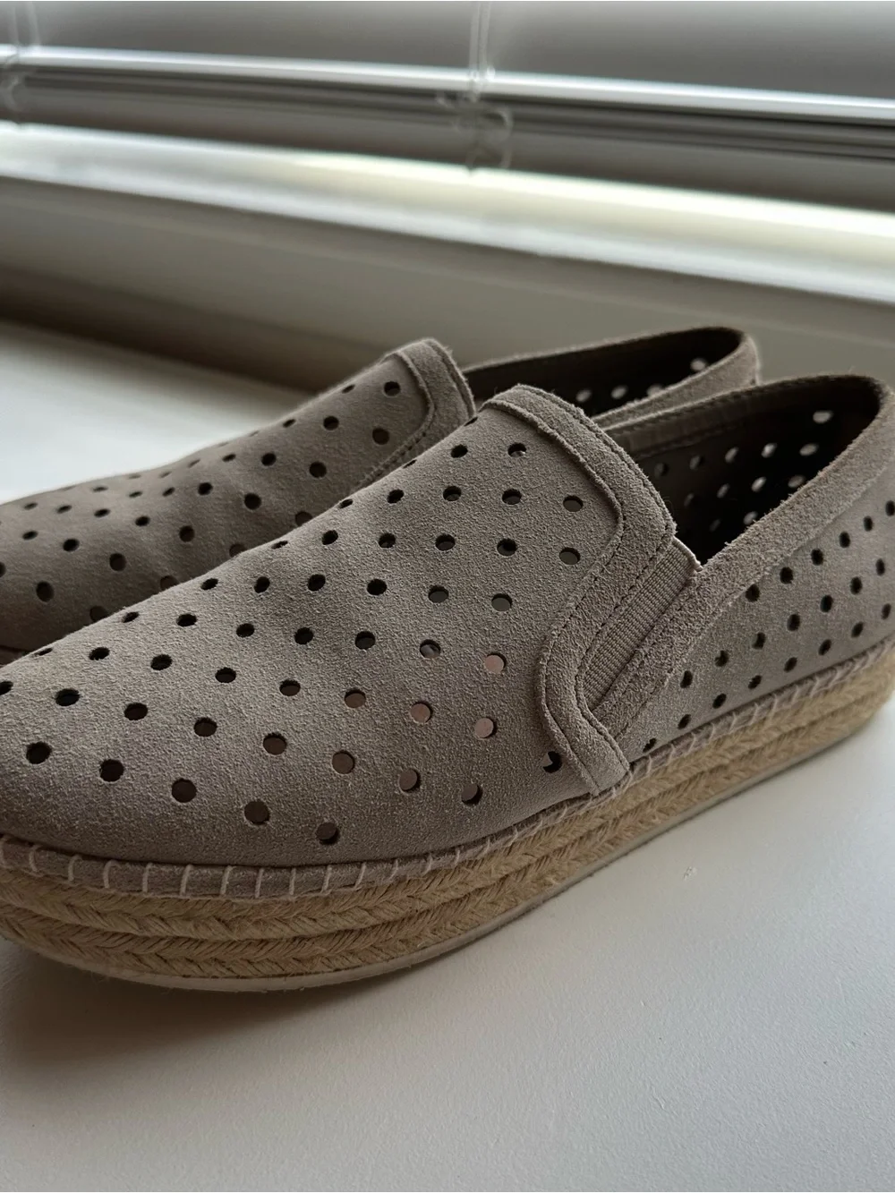 Steve Madden Taupe Perforated Slip-On Espadrille Platform